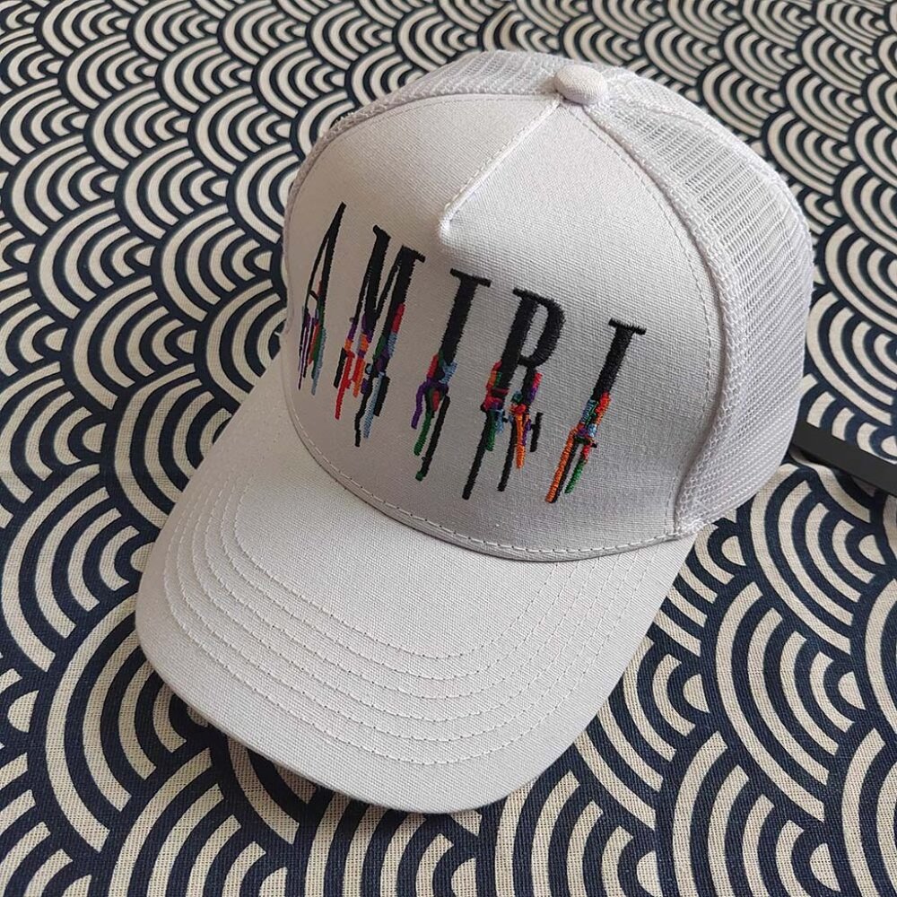 Amiri White Paint Drip Core Logo Hat